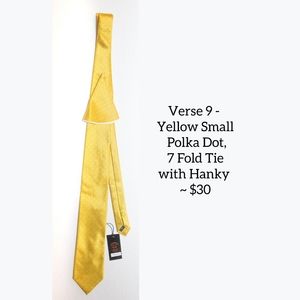 Verse 9 - Yellow Small Polka Dot, 7 Fold Tie with Hanky